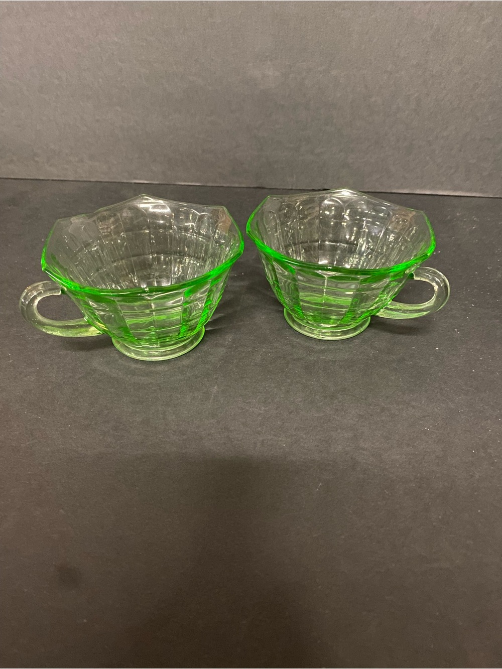 Vintage Uranium Glass Coffee cups set of 2